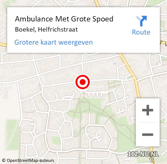 Locatie op kaart van de 112 melding: Ambulance Met Grote Spoed Naar Boekel, Helfrichstraat op 1 december 2019 17:39