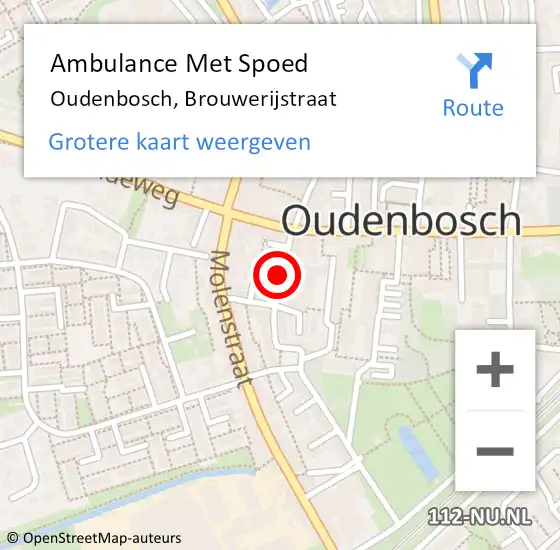 Locatie op kaart van de 112 melding: Ambulance Met Spoed Naar Oudenbosch, Brouwerijstraat op 1 december 2019 17:52