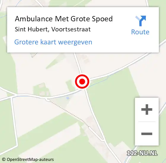 Locatie op kaart van de 112 melding: Ambulance Met Grote Spoed Naar Sint Hubert, Voortsestraat op 1 december 2019 17:56