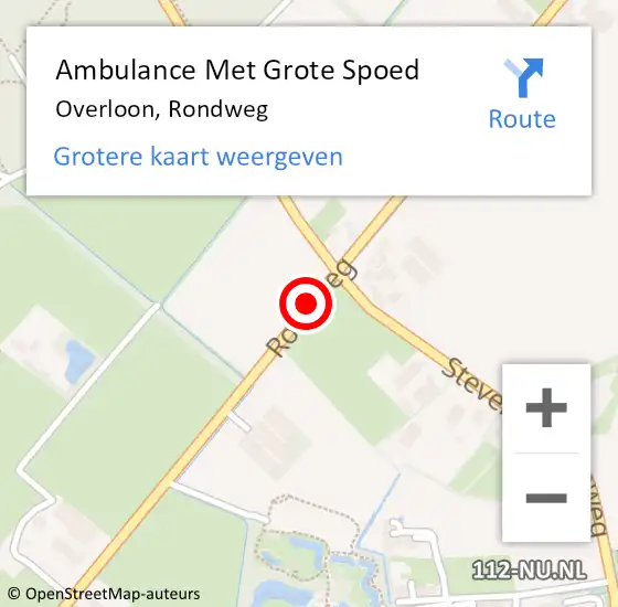 Locatie op kaart van de 112 melding: Ambulance Met Grote Spoed Naar Overloon, Rondweg op 1 december 2019 18:04
