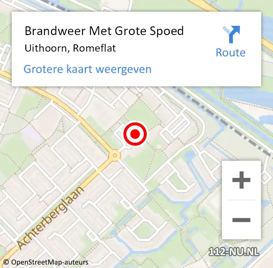 Locatie op kaart van de 112 melding: Brandweer Met Grote Spoed Naar Uithoorn, Romeflat op 1 december 2019 18:18