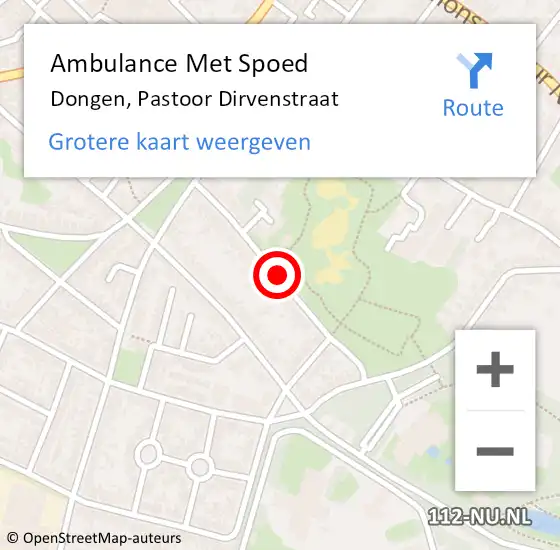 Locatie op kaart van de 112 melding: Ambulance Met Spoed Naar Dongen, Pastoor Dirvenstraat op 1 december 2019 18:48