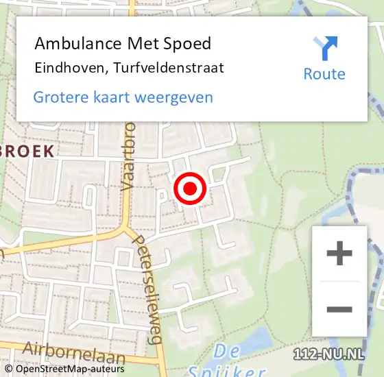 Locatie op kaart van de 112 melding: Ambulance Met Spoed Naar Eindhoven, Turfveldenstraat op 1 december 2019 19:18