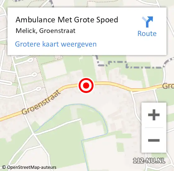 Locatie op kaart van de 112 melding: Ambulance Met Grote Spoed Naar Melick, Groenstraat op 1 december 2019 19:54