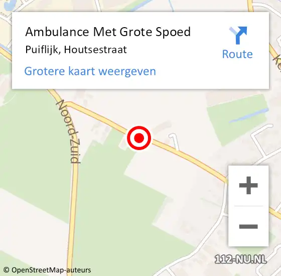 Locatie op kaart van de 112 melding: Ambulance Met Grote Spoed Naar Puiflijk, Houtsestraat op 1 december 2019 20:03