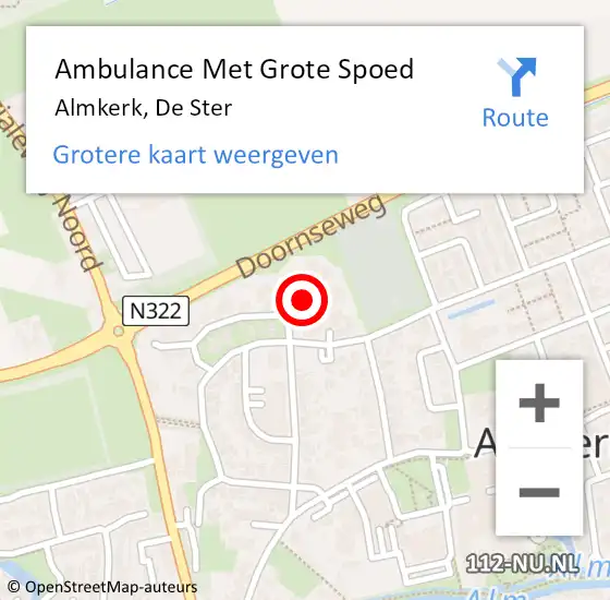 Locatie op kaart van de 112 melding: Ambulance Met Grote Spoed Naar Almkerk, De Ster op 1 december 2019 20:07