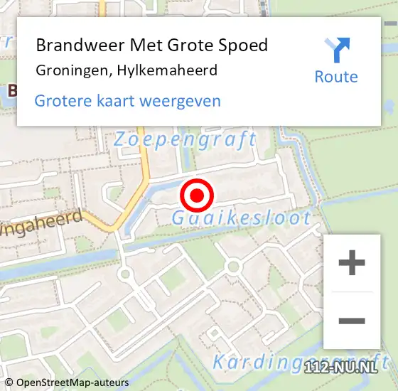 Locatie op kaart van de 112 melding: Brandweer Met Grote Spoed Naar Groningen, Hylkemaheerd op 1 december 2019 20:23
