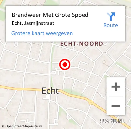 Locatie op kaart van de 112 melding: Brandweer Met Grote Spoed Naar Echt, Jasmijnstraat op 1 december 2019 21:11