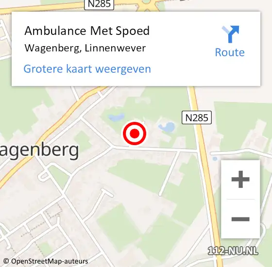 Locatie op kaart van de 112 melding: Ambulance Met Spoed Naar Wagenberg, Linnenwever op 1 december 2019 22:10