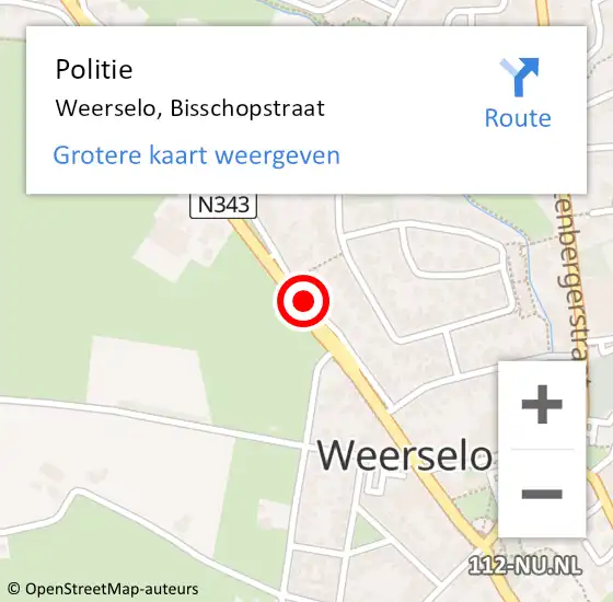 Locatie op kaart van de 112 melding: Politie Weerselo, Bisschopstraat op 1 december 2019 22:27