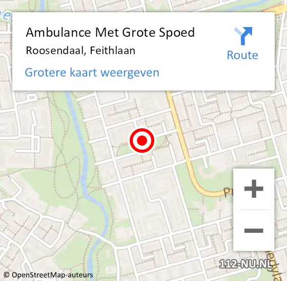 Locatie op kaart van de 112 melding: Ambulance Met Grote Spoed Naar Roosendaal, Feithlaan op 1 december 2019 23:00