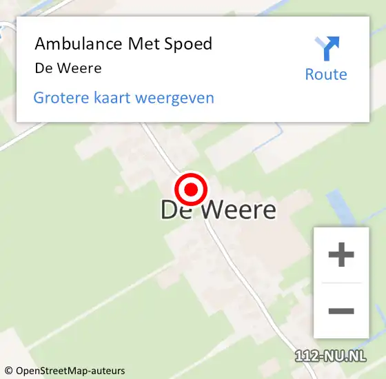 Locatie op kaart van de 112 melding: Ambulance Met Spoed Naar De Weere op 1 december 2019 23:23