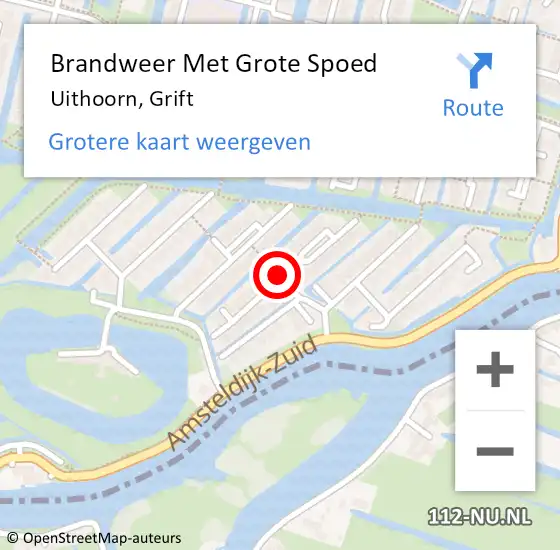 Locatie op kaart van de 112 melding: Brandweer Met Grote Spoed Naar Uithoorn, Grift op 2 december 2019 00:00