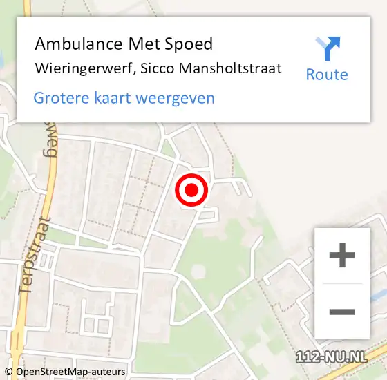 Locatie op kaart van de 112 melding: Ambulance Met Spoed Naar Wieringerwerf, Sicco Mansholtstraat op 2 december 2019 01:08