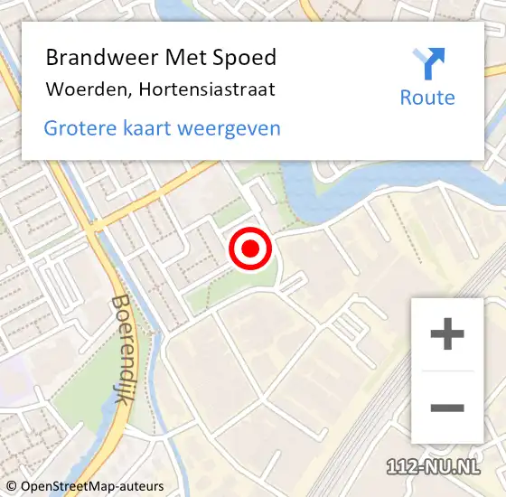 Locatie op kaart van de 112 melding: Brandweer Met Spoed Naar Woerden, Hortensiastraat op 2 december 2019 05:52