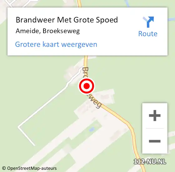 Locatie op kaart van de 112 melding: Brandweer Met Grote Spoed Naar Ameide, Broekseweg op 2 december 2019 07:02