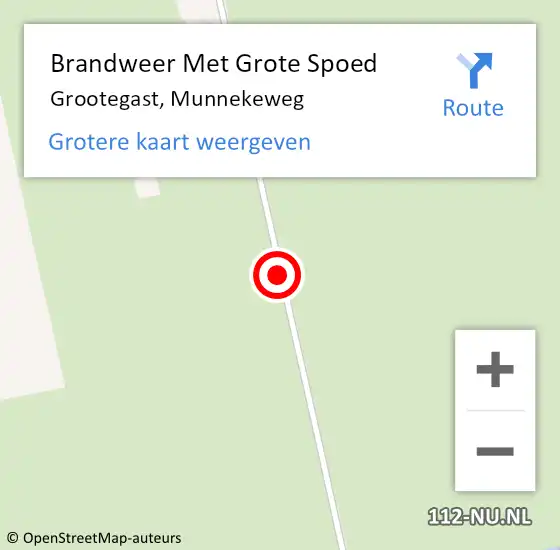 Locatie op kaart van de 112 melding: Brandweer Met Grote Spoed Naar Grootegast, Munnekeweg op 2 december 2019 07:11