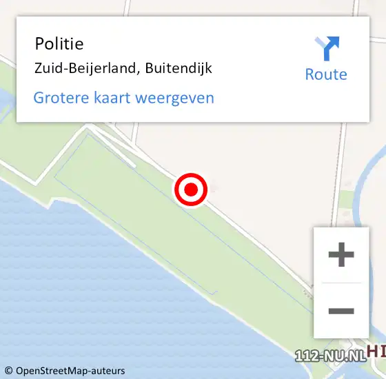 Locatie op kaart van de 112 melding: Politie Zuid-Beijerland, Buitendijk op 2 december 2019 07:13