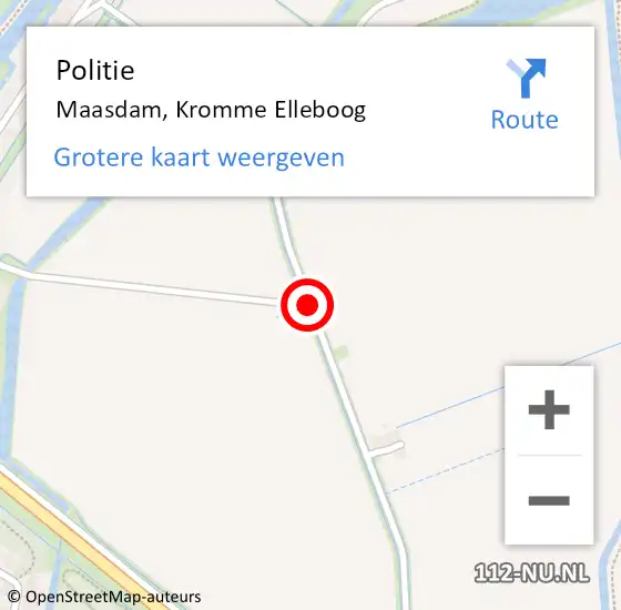 Locatie op kaart van de 112 melding: Politie Maasdam, Kromme Elleboog op 2 december 2019 07:32