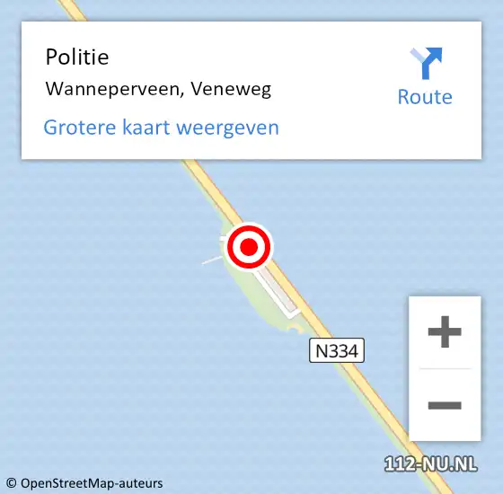 Locatie op kaart van de 112 melding: Politie Wanneperveen, Veneweg op 2 december 2019 07:50