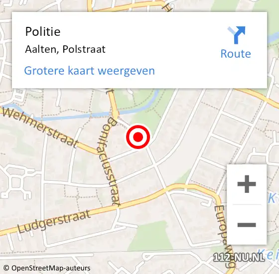 Locatie op kaart van de 112 melding: Politie Aalten, Polstraat op 2 december 2019 07:54