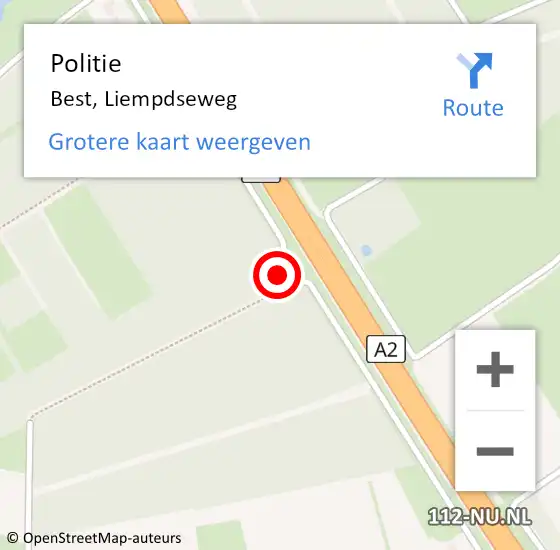 Locatie op kaart van de 112 melding: Politie Best, Liempdseweg op 2 december 2019 08:02