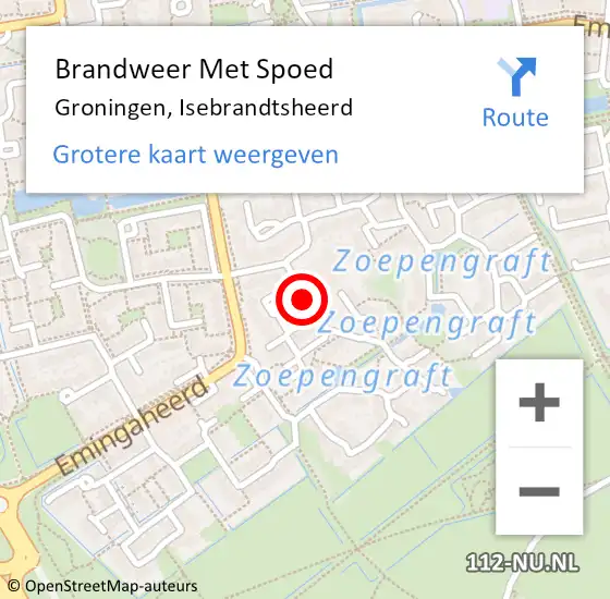 Locatie op kaart van de 112 melding: Brandweer Met Spoed Naar Groningen, Isebrandtsheerd op 2 december 2019 08:11