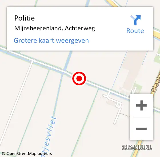 Locatie op kaart van de 112 melding: Politie Mijnsheerenland, Achterweg op 2 december 2019 08:19