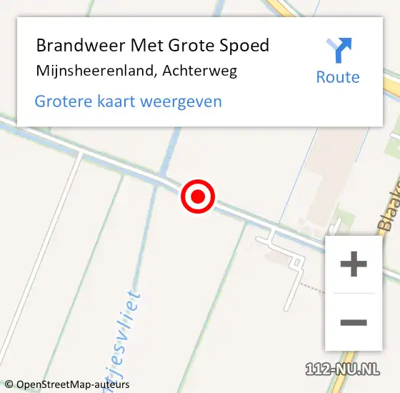 Locatie op kaart van de 112 melding: Brandweer Met Grote Spoed Naar Mijnsheerenland, Achterweg op 2 december 2019 08:21