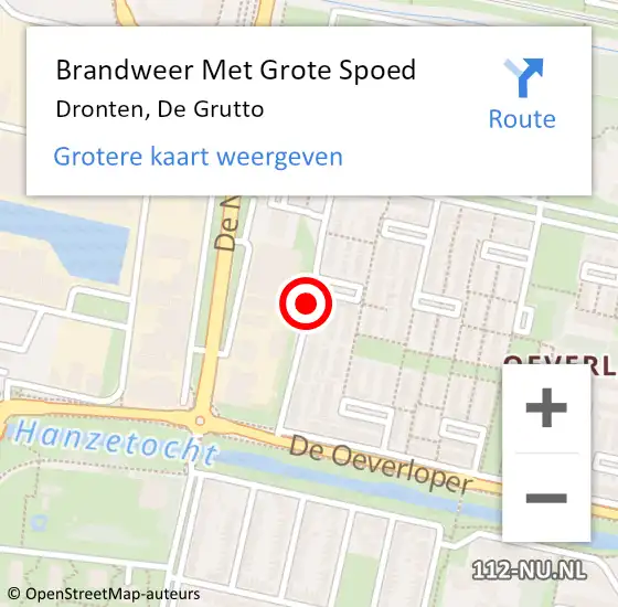 Locatie op kaart van de 112 melding: Brandweer Met Grote Spoed Naar Dronten, De Grutto op 2 december 2019 08:27