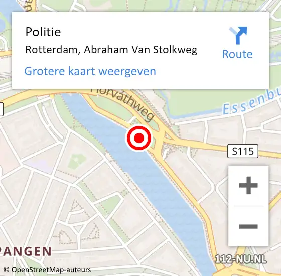 Locatie op kaart van de 112 melding: Politie Rotterdam, Abraham Van Stolkweg op 2 december 2019 08:40