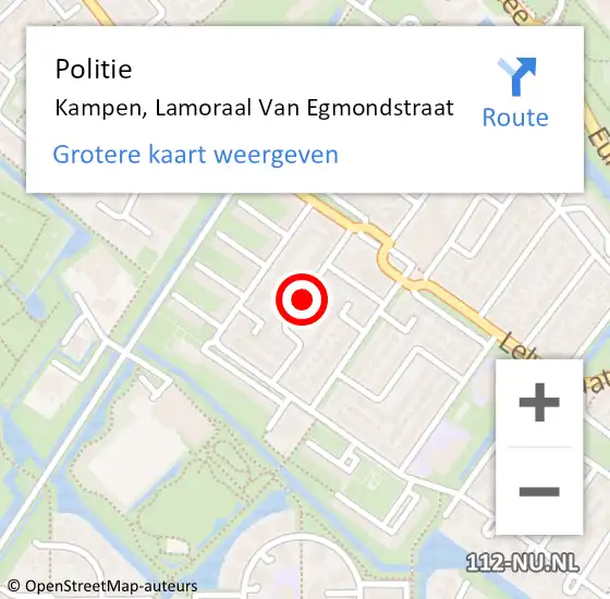 Locatie op kaart van de 112 melding: Politie Kampen, Lamoraal Van Egmondstraat op 2 december 2019 08:41