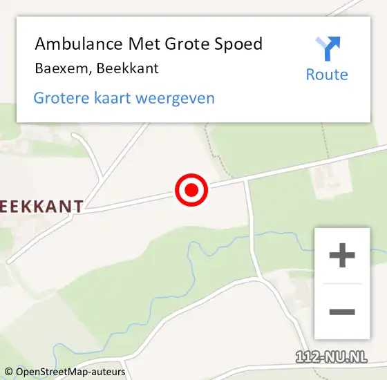 Locatie op kaart van de 112 melding: Ambulance Met Grote Spoed Naar Baexem, Beekkant op 2 december 2019 08:48