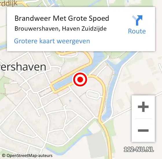 Locatie op kaart van de 112 melding: Brandweer Met Grote Spoed Naar Brouwershaven, Haven Zuidzijde op 2 december 2019 09:00