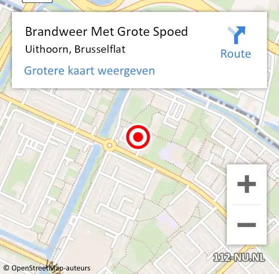 Locatie op kaart van de 112 melding: Brandweer Met Grote Spoed Naar Uithoorn, Brusselflat op 2 december 2019 09:46