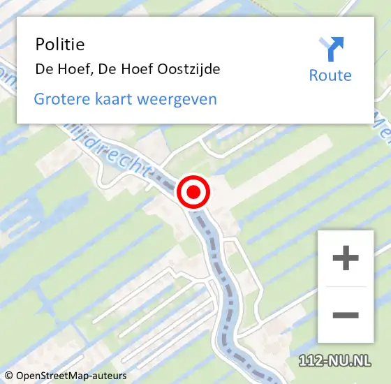 Locatie op kaart van de 112 melding: Politie De Hoef, De Hoef Oostzijde op 2 december 2019 09:58