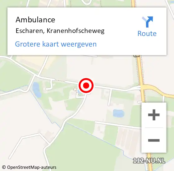 Locatie op kaart van de 112 melding: Ambulance Escharen, Kranenhofscheweg op 2 december 2019 10:12