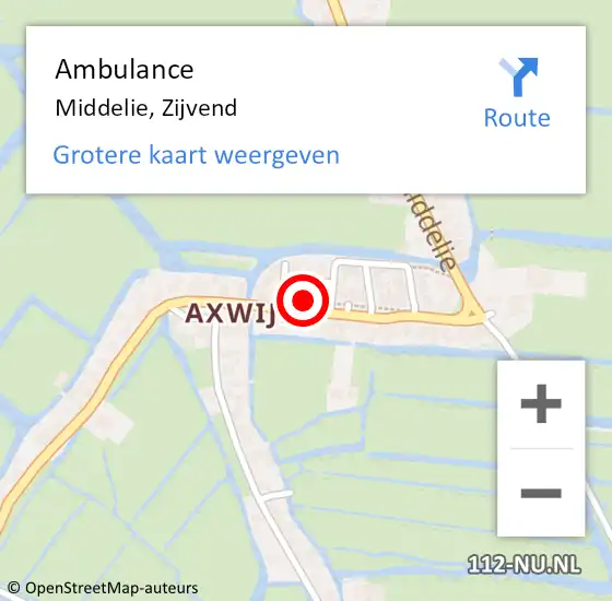 Locatie op kaart van de 112 melding: Ambulance Middelie, Zijvend op 21 april 2014 16:01