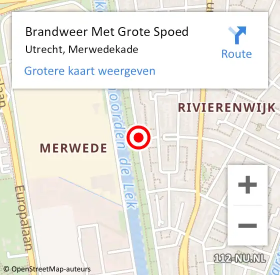 Locatie op kaart van de 112 melding: Brandweer Met Grote Spoed Naar Utrecht, Merwedekade op 2 december 2019 11:07