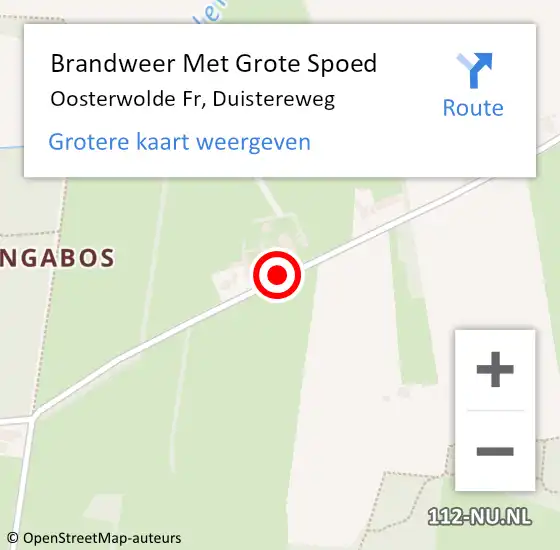 Locatie op kaart van de 112 melding: Brandweer Met Grote Spoed Naar Oosterwolde Fr, Duistereweg op 2 december 2019 11:09