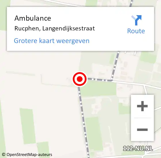 Locatie op kaart van de 112 melding: Ambulance Rucphen, Langendijksestraat op 2 december 2019 12:05