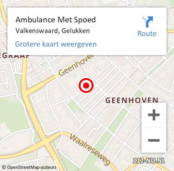 Locatie op kaart van de 112 melding: Ambulance Met Spoed Naar Valkenswaard, Gelukken op 2 december 2019 12:25