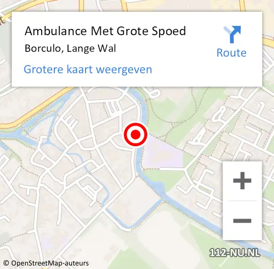 Locatie op kaart van de 112 melding: Ambulance Met Grote Spoed Naar Borculo, Lange Wal op 2 december 2019 12:41