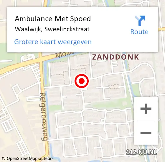 Locatie op kaart van de 112 melding: Ambulance Met Spoed Naar Waalwijk, Sweelinckstraat op 2 december 2019 13:02