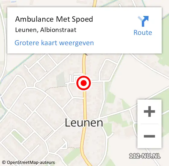 Locatie op kaart van de 112 melding: Ambulance Met Spoed Naar Leunen, Albionstraat op 2 december 2019 13:02