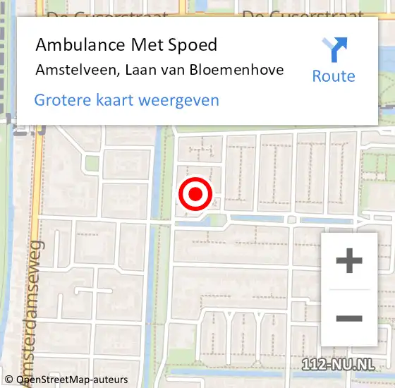 Locatie op kaart van de 112 melding: Ambulance Met Spoed Naar Amstelveen, Laan van Bloemenhove op 2 december 2019 13:19