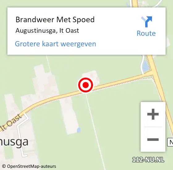 Locatie op kaart van de 112 melding: Brandweer Met Spoed Naar Augustinusga, It Oast op 21 april 2014 16:18