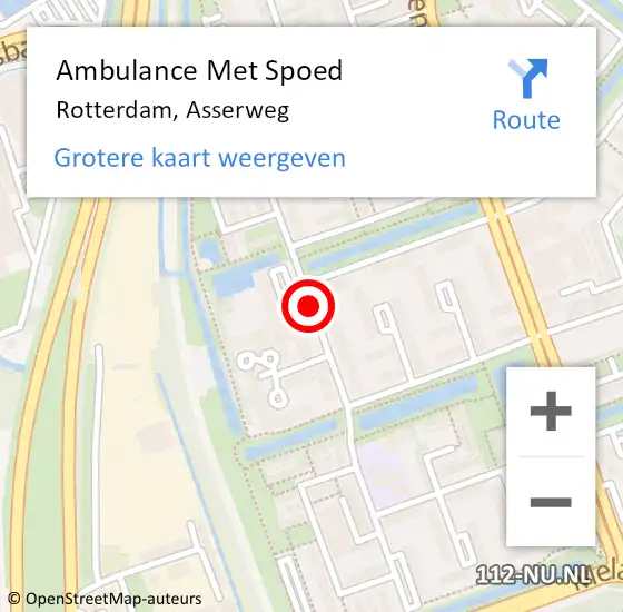 Locatie op kaart van de 112 melding: Ambulance Met Spoed Naar Rotterdam, Asserweg op 2 december 2019 13:20