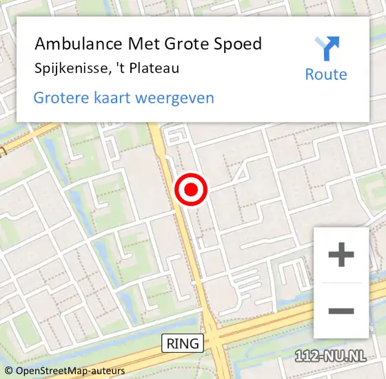 Locatie op kaart van de 112 melding: Ambulance Met Grote Spoed Naar Spijkenisse, 't Plateau op 2 december 2019 13:24