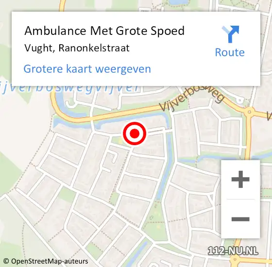 Locatie op kaart van de 112 melding: Ambulance Met Grote Spoed Naar Vught, Ranonkelstraat op 2 december 2019 13:24